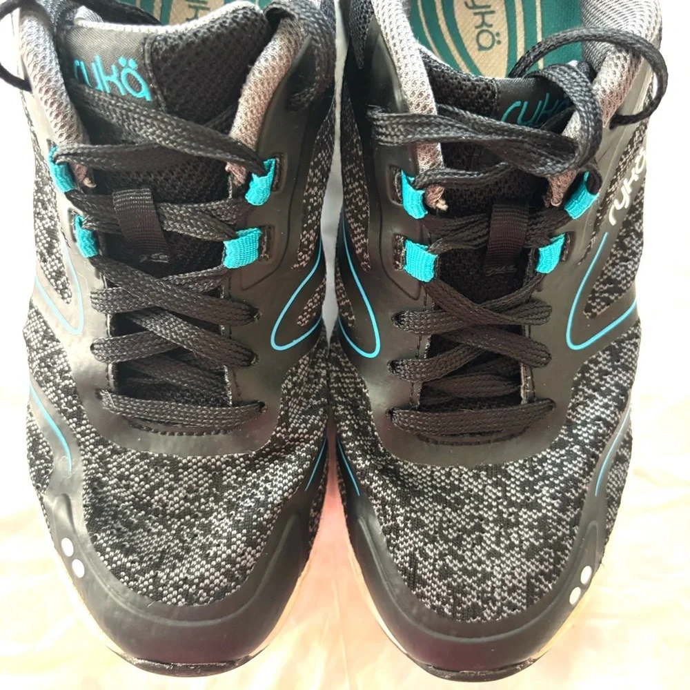 Ryka Exuberant Black Turquoise Walking Sneakers SZ 8 M Worn 2X